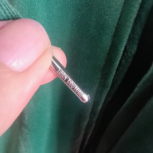 Juicy Couture Green Velour Zip Hoodie Y2K Luxe Glam Womens XL Jacket - Picture 5 of 6